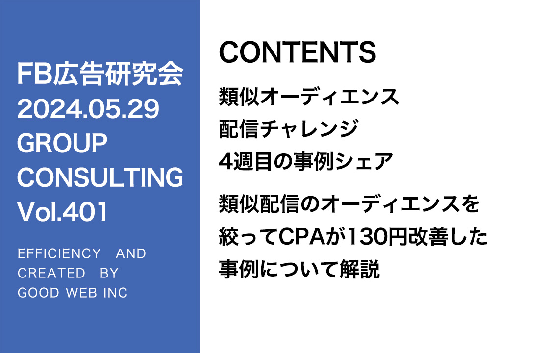 第401回 類似の%を狭めたことでCPAが改善した事例について